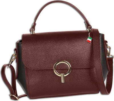 Produktbild von Florence Leder Tasche Damen Handtasche dunkelrot schwarz 11x26x18cm OTF845RS