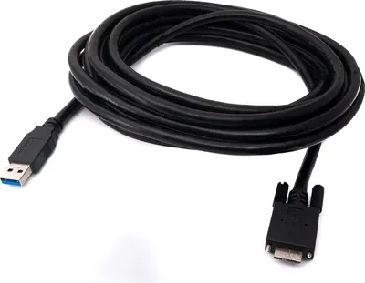 Produktbild von SYSTEM-S USB 3.0 Kabel 5 m Micro B Stecker zu Typ A Stecker Schraube in Schwarz