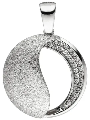 Produktbild von Anhänger aus 925 Silber mit 30 Zirkonia weiß Halsschmuck eismatt & glänzend