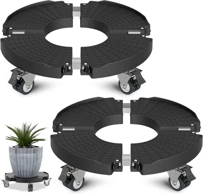 Produktbild von Omgoods – Pflanzenroller, Tragfähigkeit: 200 kg – Pflanzenroller für den Außenbereich – Rollenplattform – Pflanzenständer – Blumenroller – Robuste Verriegelungskonstruktion