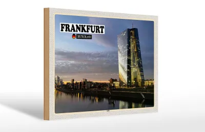 Produktbild von Holzschild Städte Frankfurt Deutschland EZB Neubau 30x20cm