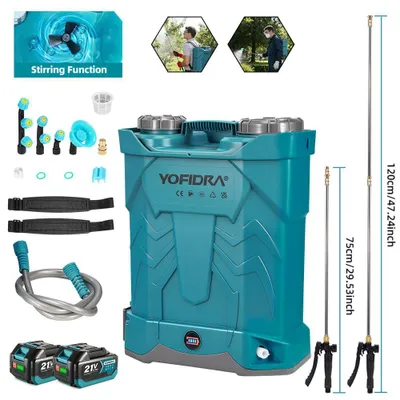 Produktbild von Yofidra Akku-Rückenspritze 20L, 5.5bar/80psi, 4L/Min, 18-21v, Mit Rührfunktion & Lcd-Display, 1.7m Teleskopstange, Ideal Für Garten & Landwirtschaft