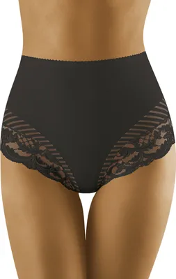 Produktbild von Wolbar Dame Slip Unterhose Netz Streifen musterlos Unterwäsche WB436, Schwarz, M