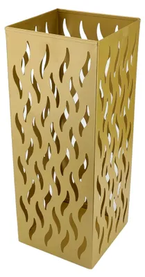 Produktbild von Multifunktionaler Metall-Regenschirmständer mit quadratischem Hohlmuster-Design für Zuhause und Hotel (Gold)