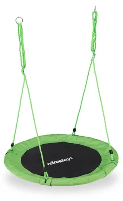 Productafbeelding van Relaxdays Hangschommel, rond, voor kinderen en volwassenen, verstelbaar, diameter 90 cm, tuinschommel, belastbaar tot 100 kg, groen