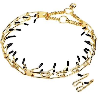 Productafbeelding van Halsband met puntige punten, verstelbare pasvorm, comfortabele rubberen uiteinden, 35-65 cm (14-26 inch), goudkleurig