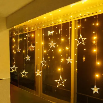 LED-Lichtvorhang Sterne warmweiß 138 LEDs 2,5 m IP44