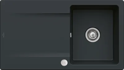 Produktbild von Villeroy & Boch 33352FR7 Siluet 50 Flat Keramikspüle flächenbündige Spüle Unterschrankbreite ab 50 cm Pure Black Excenterbetätigung - inkl.