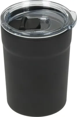 Produktbild von Kaffeebecher "Espresso" - Thermobecher ToGo Becher aus Edelstahl mit Aufsteck-Deckel und Verschlussschieber - 150 ml für Kaffee und Espresso - Schwarz