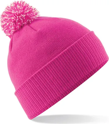 Immagine prodotto di Beechfield B450B | Junior Snowstar Beanie Cappello invernale - Colore: Fucsia/Bianco sporco - Taglia: Unica