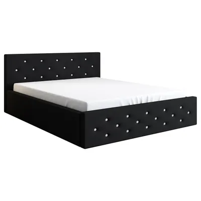 Produktbild von Polsterbett VALI 120 x 200 mit Matratze und Bettkasten. Farbe: Schwarz