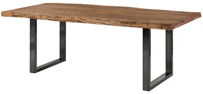 Produktbild von MASSIVMOEBEL24.DE Baumtisch Sheesham 180x90x77 natur gebeizt / U-Beine anthrazit glänzend FREEFORM 5