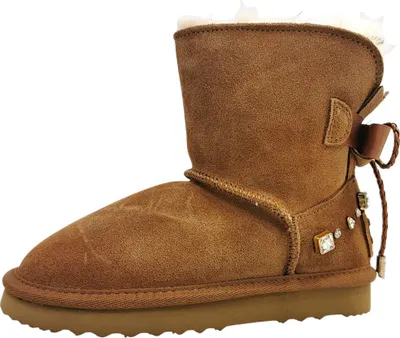 Produktbild von OOG Kinderschuhe Mädchen Schnürstiefel Winterstiefel Braun Freizeit, Schuhgröße:35 EU