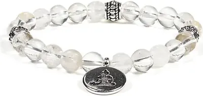 Produktbild von Mala/Armband Bergkristall elastisch mit Buddha -- 0.8 cm online bestellen