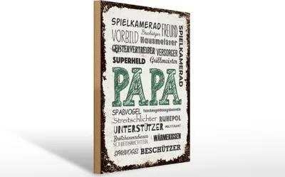 Produktbild von Holzschild Papa Spielkamerad Beschützer Freund, 40x30 cm, Holzschilder
