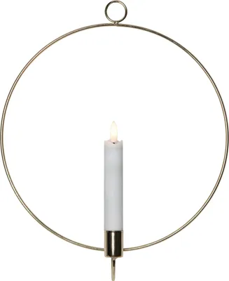 Produktbild von BEST SEASON LED Echtwachskerze Flamme im Ring z.Stehen 28,5cm gold