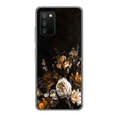 Produktbild von MuchoWow® Handyhülle Schutzhülle Hülle für Samsung Galaxy A03s Blume - Gold - Muster Silikon Softcase Handy Hülle - Schutz