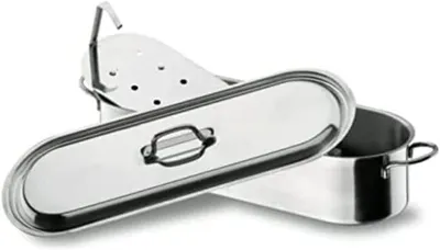 Productafbeelding van Kookpan - Vispan Pocheerpan - Vis Bereiden - Roestvrij staal - 60 cm - Zilver