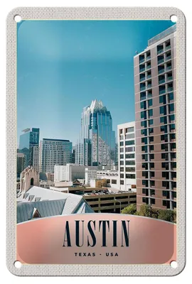 Produktbild von Blechschild Reise 12x18cm Austin Texas Amerika Hochhaus Gebäude Schild