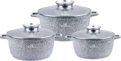 Produktbild von Topf-Set Set mit großen Steintöpfen in 3 verschiedenen Größen, 10L / 14L / 19L, ideale für die Zubereitung von Mahlzeiten für eine große Familie