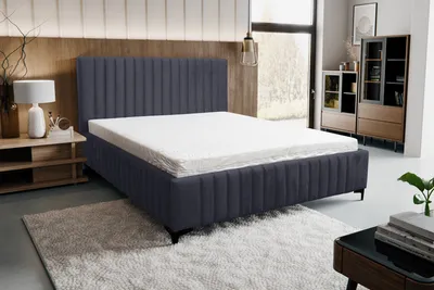 Produktbild von VENASI Polsterbett 140x200 mit Bettkasten, Quant Doppelbett Schwarz Velourstoff