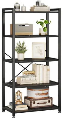 Produktbild von Regal mit 5 Ebenen, Stauraum, 20 x 50.8 x 145.5 cm, Schwarz
