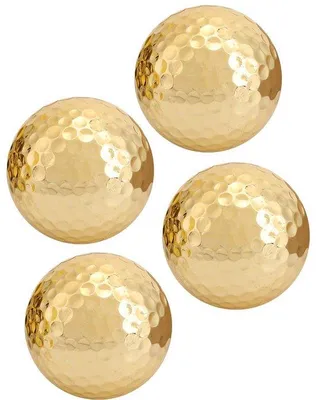 Zdjęcie produktu dla 4 sztuki złotych golfowych piłek z podwójną kulką - wysoka jakość i trwałość