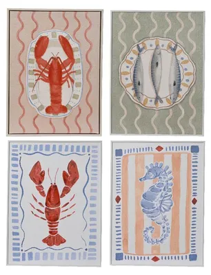 Image de Décoration murale en toile avec animaux marins 30 x 1,5 x 40 cm