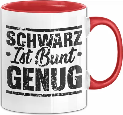 Produktbild von Schwarz Ist Bunt Genug Tasse Geschenk Kaffee-Becher (Rot)
