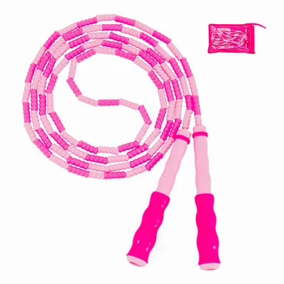 Produktbild von Springseil für Kinder und Erwachsene, verstellbares Springseil verziert mit künslichen Perlen, rosa pink