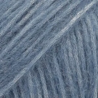 A close-up, textured view of blue yarn with lighter strands.