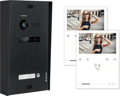 Produktbild von BALTER EVO Aufputz Schwarz 2-Draht BUS 2x 4.3" Quick Monitor Türsprechanlage Set für 1 Familienhaus