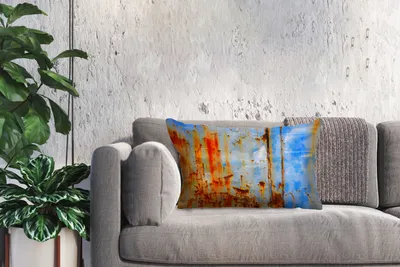 Produktbild von MuchoWow® Zierkissen Sofakissen Wohnzimmer Dekokissen 60x40 cm Stahl - Rost - Vintage - Kopfkissen - Polster mit Foto