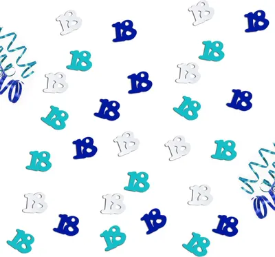 Produktbild von Oblique Unique Konfetti 18 Geburtstag Jubiläum 500 Stk. Streudeko Tisch Deko - blau türkis silber
