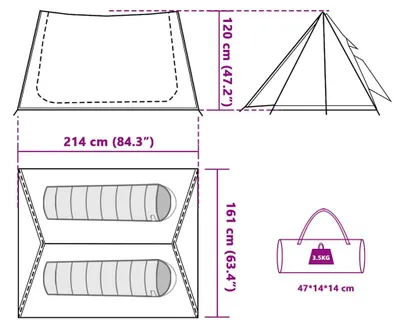 Produktbild von vidaXL Campingzelt 2 Personen Grau und Orange Wasserfest