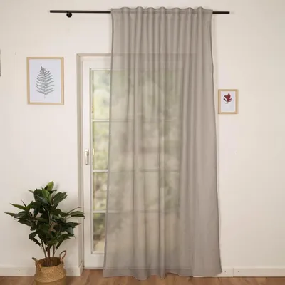Produktbild von Vorhang Netzstruktur grau Schlaufenband 140x245 Meterware