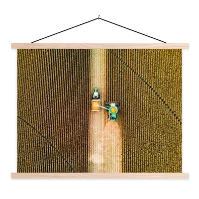 Produktbild von MuchoWow® Textilposter Traktor - Feld - Land - Bauernhof - Ernte 40x30 cm mit holzfarbenen Rahmen - Bilder