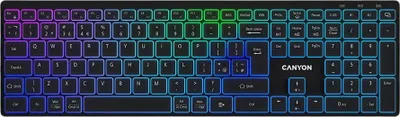Obrázek produktu pro Bezdrtov klvesnice CANYON CNS-HBTK11B, rozloen UK/US, RGB, duln reim, ern