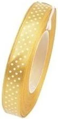 Image de Ruban satiné pour emballer des cadeaux Ruban décoratif jaune à pois 12 mm 22 m