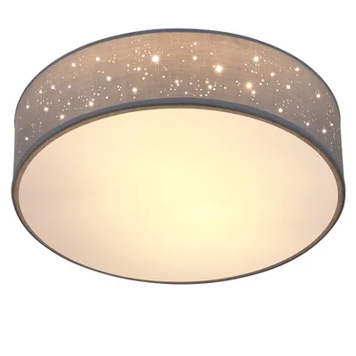 Produktbild von MONZANA® Deckenlampe Sternenhimmel Wohnzimmer Schlafzimmer E27 Grau Rund 30cm Stoffschirm 1-Flammig 40W Küche Lampe Deckenleuchte Stoffdeckenlampe