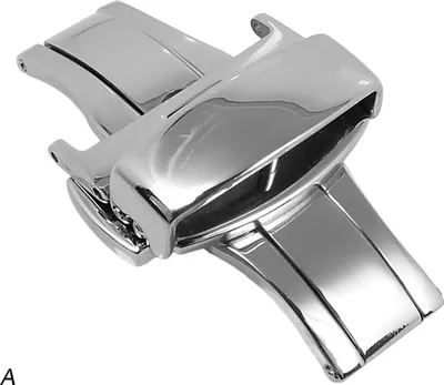 Produktbild von Herzog massiv Edelstahl Butterfly Faltschließe für Lederbänder Silbern, Anstoß:22 mm