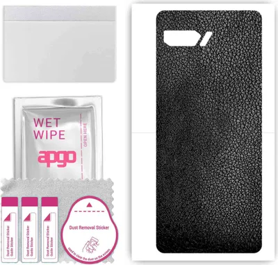 Produktbild von apgo Rückseite Schutzfolie, Skin, kompatibel mit Asus ROG Phone II ZS660KL, Hinten Displayschutzfolie aus Vinylfolie, kratzfest, einfache Montage - Schwarzes Leder