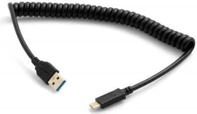 Produktbild von SYSTEM-S USB Kabel Typ A 3.0 (Male) auf USB Typ C 3.1 (male) Spiralkabel 40-60 cm