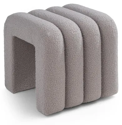Produktbild von Hocker - 40 x 38 cm - Hellgrau - Teddy-Stoffbezug - MDF