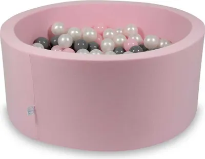 Zdjęcie produktu dla Basen z piłeczkami 90x40cm różowy - z 300 piłeczkami / masa perłowa, szary, baby pink