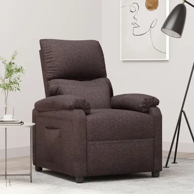 Image de The Living Store fauteuil inclinable en tissu marron foncé