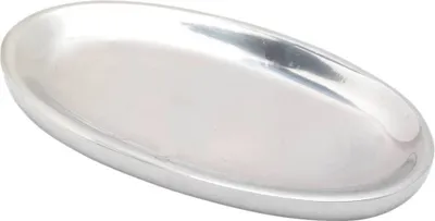 Produktbild von Kerzenteller Oval 12x6cm Aluminium Silber Poliert Untertasse Tisch Dekoration