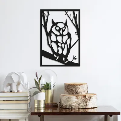 Immagine prodotto di Wallity, Gufo- TNL1121, Nero, Altre decorazioni per la casa, 35 x 50 cm, 100% metallo (spessore: 1