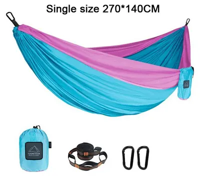Produktbild von Camping Hängematte 270x140cm Nylon Fallschirmstoff mit Gurten