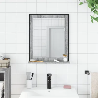 Produktbild von Cloris Designermöbel Badspiegel mit Ablage Grau Sonoma 50x12x60cm Holzwerkstoff - 2026Neu530755 - Spiegelschränke